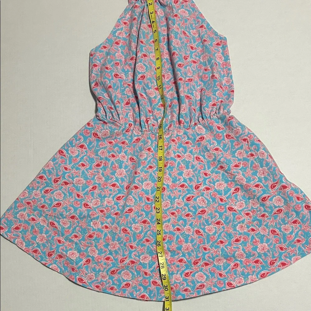 American Girl Floral Halter Dress Flamingos pattern Pink and Blue - Picture 5 of 9